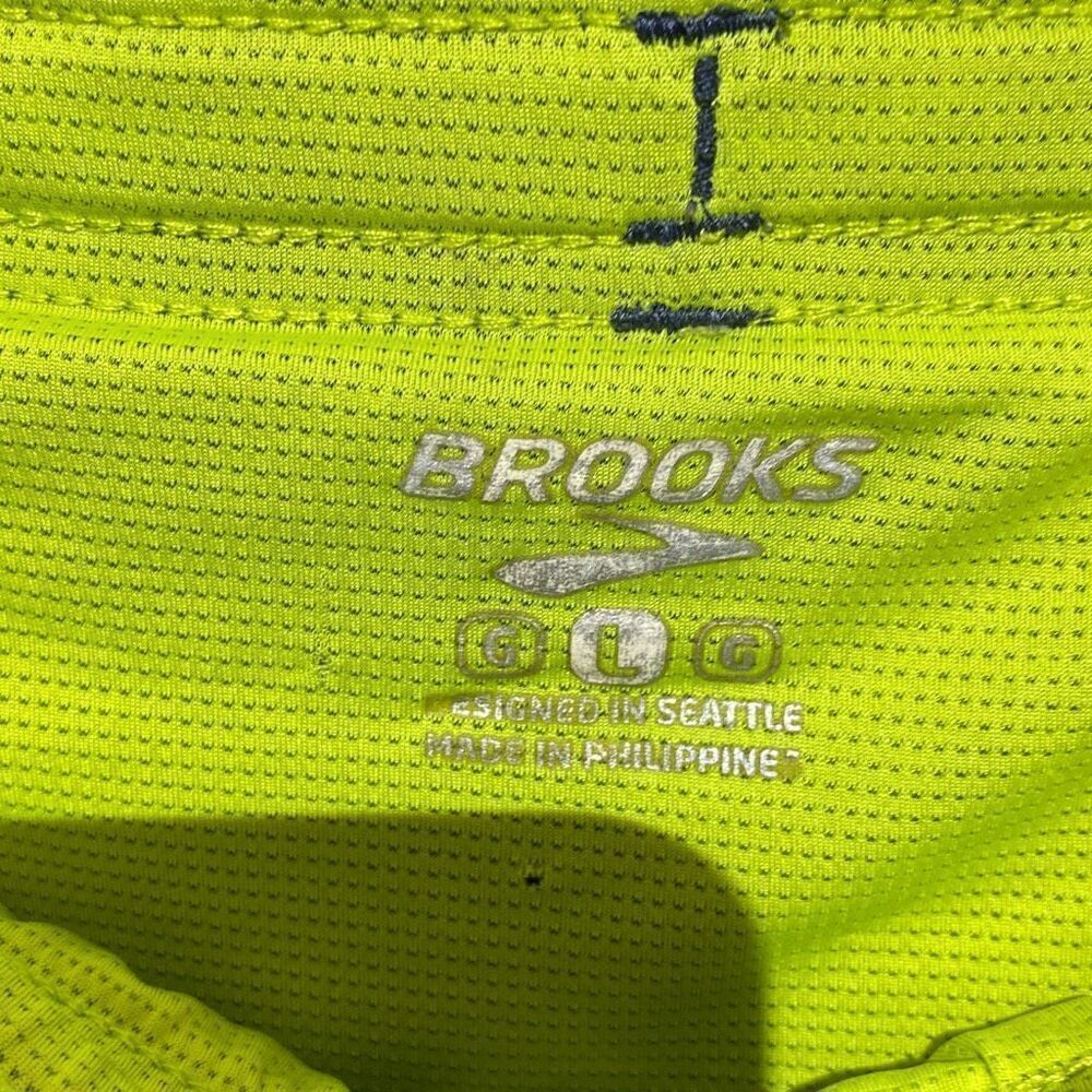 Brooks Mens Sherpa Running Shorts Navy Blue Neon‎ Yellow Grid Reflective Large - Picture 3 of 7